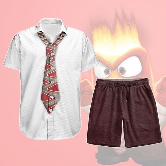 Anger Hawaiian Shirt and Shorts, Inside Out 2 Cosplay Outfit, Funny Halloween Cosplay Shirt, Disneybound Shirt, Gift For Halloween
