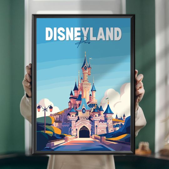 Disneyland Paris Travel Poster  Magical Theme Park Art Print