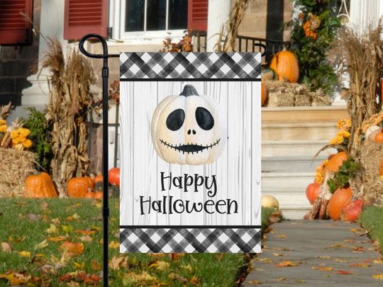 Jack Skellington Halloween Garden Flag, Mickey Head Design, Disney Flag, NMBC Decor, Nightmare Before Christmas