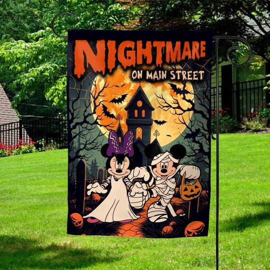 The Nightmare Before Christmas Halloween Garden Flag, Jack Skellington Outdoor Banner, Disney Spooky Porch Decor