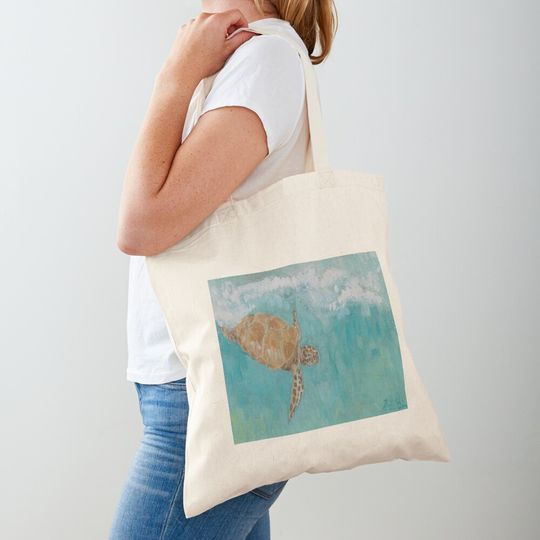 Diving Sea Turtle Tote Bag