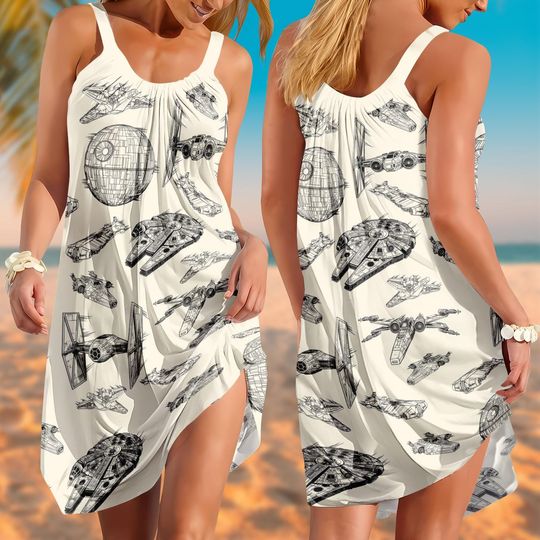 Disney Star Wars Sling Summer Dress, Sci-Fi Beach Dress, Summer Outfit, Gift For Her