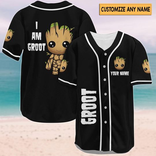 Custom Groot Baseball Jersey, I Am Groot, Marvel Fan, Movie Lover, Gift For Him/Her