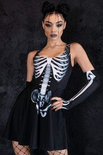 Skeleton Skater Dress, Halloween dress womens, skeleton Halloween costume womens