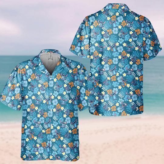 Stitch Ohana Hawaiian Shirt, Disney Stitch, Tropical Summer Beach Shirt, Ohana Means Family