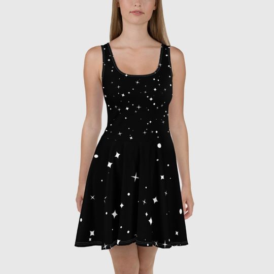 Women's Skater Dress, Black skater dress, Glitter pattern dress