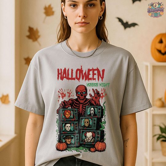Horror Nights T-Shirt, Horror Movie Characters, Vintage 90s Halloween Tee, Spooky Season Shirt
