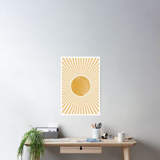Retro Sun Mid Century Modern Poster