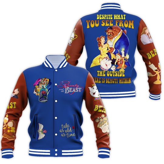 Beauty And The Beast Baseball Jacket, Princess Belle College Jacket, Beauty Beast Jacket