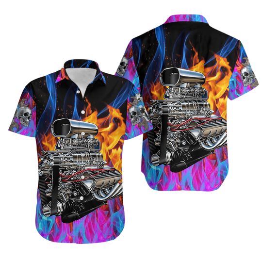 Hot Rod 3D Hawaii Shirt, Rat Fink Hawaii Shirt, Vacation Shirt, Aloha Shirt