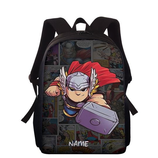 Personalize Thor Niche Backpack, Thor Movie Bottle, Thor Superhero Lunch Bag, Custom Name Fanny Back, Cartoon Movie Waist Bag