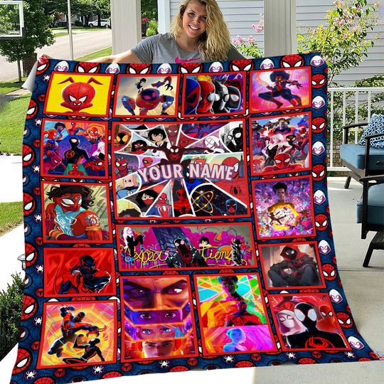 Personalized Spiderman Blanket,Spider Man Fleece Blanket,Spiderman Birthday Gift,Spider man across the spiderverse,Blanket Quilt
