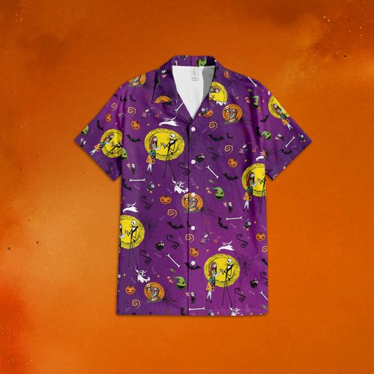 The Nightmare before Christmas Hawaiian Shirt, Jack and Sally Button Up Shirt, Jack Skellington and Sally Shirt, Halloween Shirt Gift