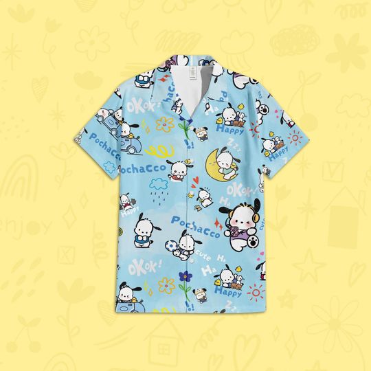 Little Puppy Kawaii Hawaiian Shirt, Kawaii Puppy Shirt, Cute Birthday Gift, Halloween Christmas Gift Shirt