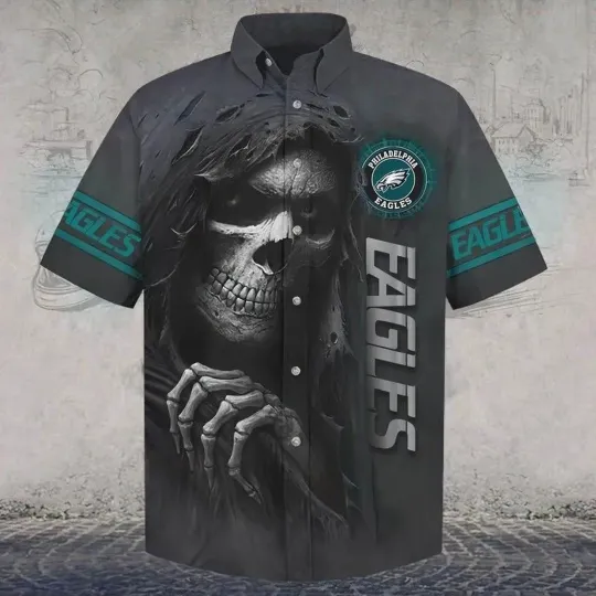 Philadelphia E.a.g.l.e.s Grim Reaper Graphic Hawaiian Shirt, Gift for Fan