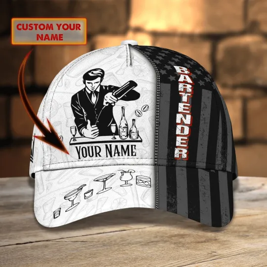 Personalized Bartender Classic Cap Gift, Bartender Cap Lovers Gift