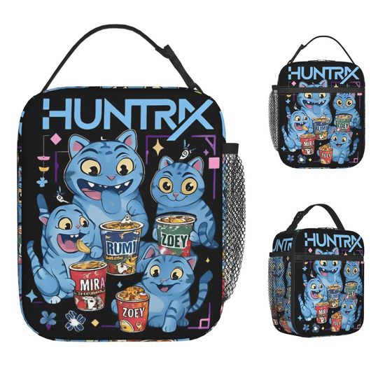 Huntrix K-pop Demon Hunter Derpy Tiger Kids Lunch Bag Retro Cooler Bag Outdoor Picnic Thermal Lunch Box Unisex