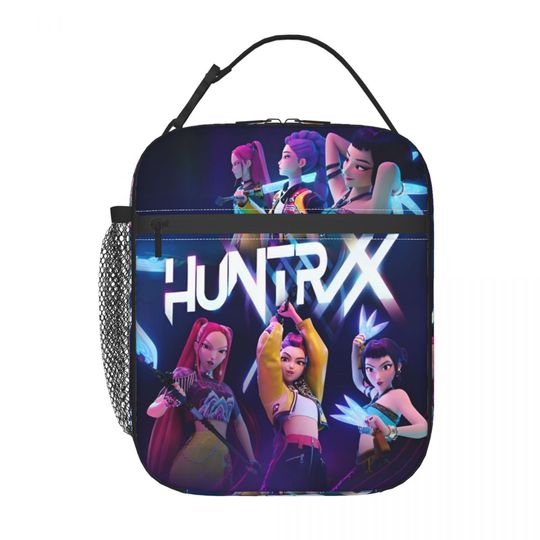 Huntrix K-pop Demon Hunters Kids Lunch Bag, Insulated Portable Cooler Food Bag