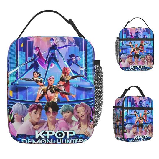 KPop Demon Hunters Kids Lunch Bag Portable Cooler Bag Waterproof Thermal Lunch Box