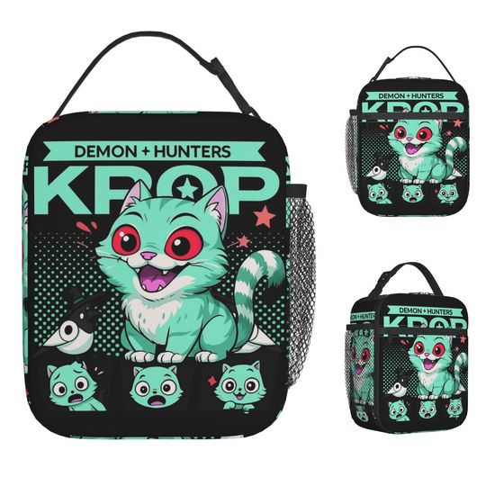 K-pop Demon Hunter Tiger Lunch Bag, Derpy Tiger and Bird Vintage Cooler, Portable Child Thermal Lunchbox