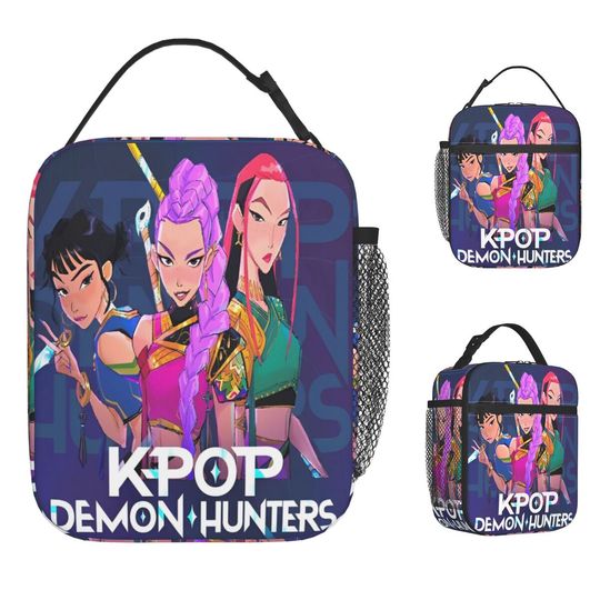 KPop Demon Hunters Huntrix Thermal Insulated Lunch Bags for Travel Portable Food Container Bags Thermal Cooler Lunch Box