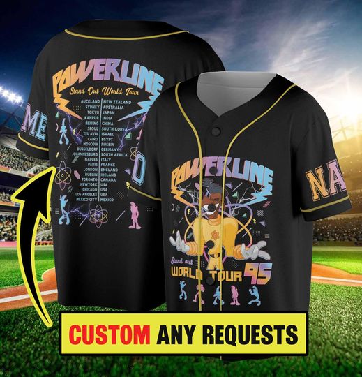 Custom Goofy Powerline Baseball Jersey, Powerline Baseball Jersey, Powerline Tour Shirt, Goofy Jersey Shirt, Birthday Gift For Fan