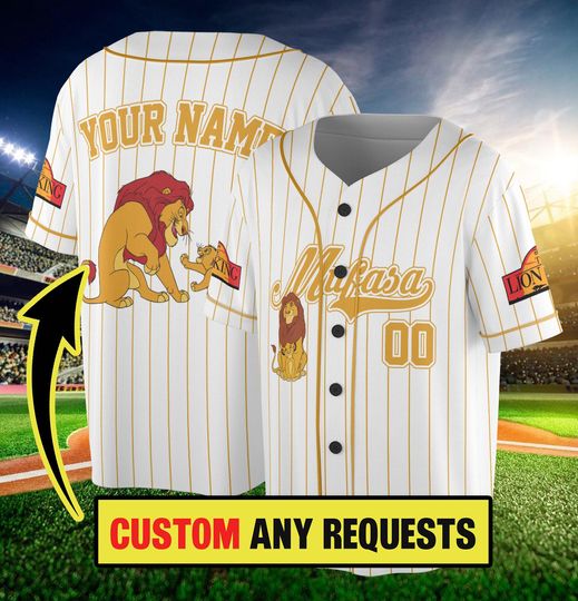 Custom The Lion King Mufasa Baseball Jersey, Baseball Jersey Uniform, Baseball Fan Lover Gift