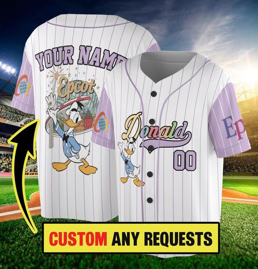 Donald Disney Epcot Flower And Garden Festival 2025 Baseball Jersey, Mickey And Friends Donald Epcot Jersey, Disney 2025 Epcot Trip Shirt