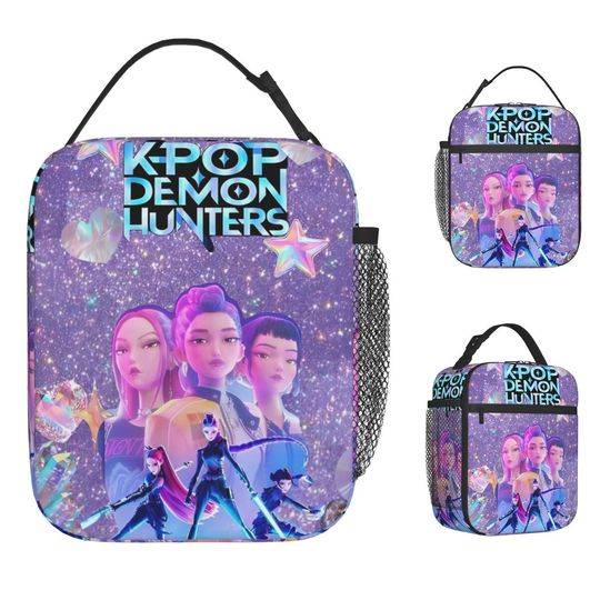 KPop Demon Hunters Kids Lunch Bag Waterproof Cooler Tote for Girls