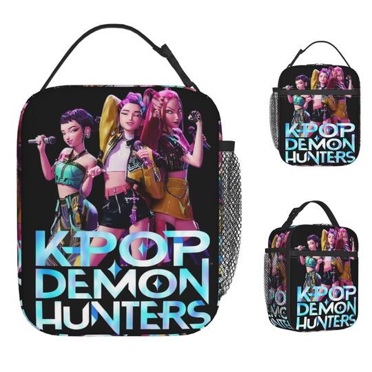 Huntrix Demon Hunters Kids Lunch Bag Waterproof Thermal Tote Unisex Lunch Box Portable Cooler Bag