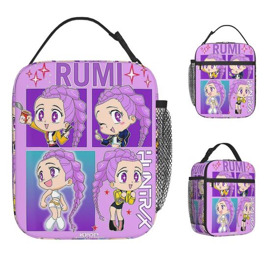 Chibi RUMI KPOP Anime Character Lunch Bag - Demon Hunters Series Kids Picnic Cooler Bag