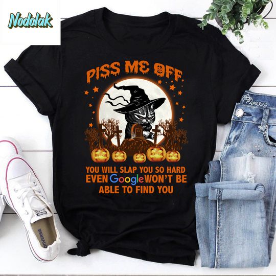 Halloween Grumpy Cat Piss Me Off T-Shirt, Vintage Halloween Cat Tee