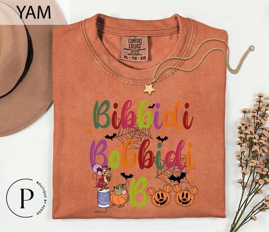 Retro Bibbidi Bobbidi Boo Halloween T-Shirt, Jaq And Gus Shirt, Halloween Pumpkin, Disney Halloween Party Tee