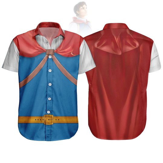 Halloween Snow White Prince Costume Button Shirt, Prince Florian Cosplay Shirt, Snow White Character Button Up Shirt, Halloween Gift