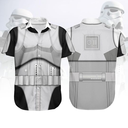 Stormtrooper Button Shirt, Star Wars Cosplay Men Shirt, Stormtrooper Costume Hawaii Shirt, Gift For Him