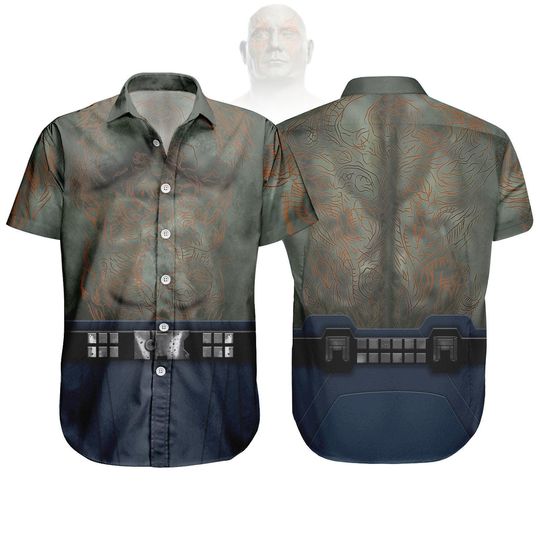 Halloween Drax Guardians Of The Galaxy Costume Button Shirt, Guardians Galaxy Cosplay Shirt, Halloween Cast Member Shirt