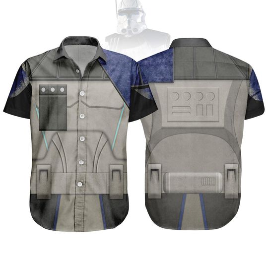 Halloween Captain Rex Star Wars Costume Button Shirt, Star Wars Cosplay Men Shirt, Disney Halloween Party Shirt