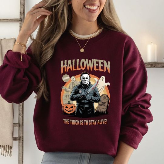 Vintage Horror Movie Sweatshirt, Classic Slasher Film Sweater