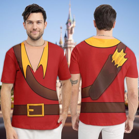 Gaston 3D T-Shirt, Halloween Cosplay Running Shirt, Beauty And The Beast Antagonists Tee, Halloween Costume For Family Group T Shirt
