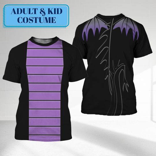 Dragon Maleficent Cosplay Costume 3D Shirt, Magic Kingdom Villain Halloween Shirt, Sleeping Beauty Cosplay T-Shirt