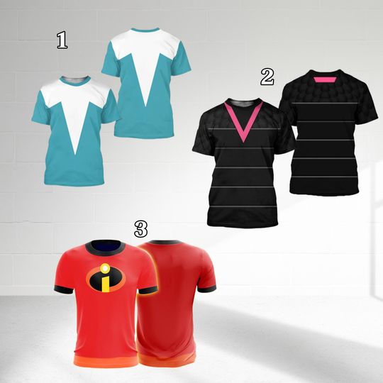 The Incredibles Family 3D Costume Matching Shirt, Red Superhero Family Theme Halloween 3D Costume Shirt, Halloween Costume Group T-Shirt