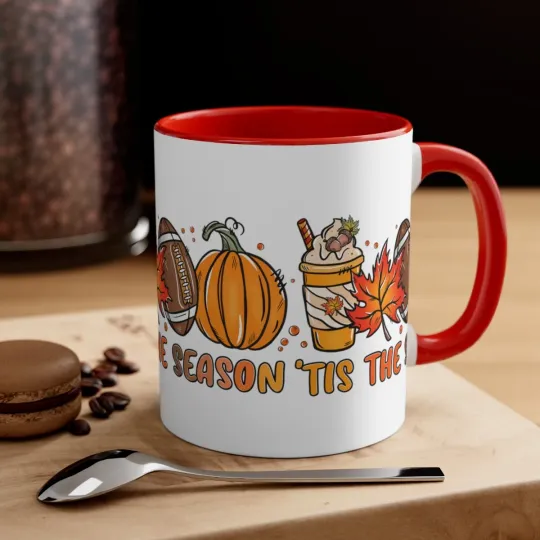 Autumn Fall Mug, Tis the Season Autumn Accent Coffee Mug, 11oz