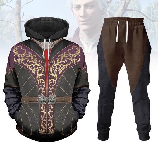 Astarion Costume Hoodie Jogger Set, Baldur's Gate 3 Vampire Cosplay Outfit, BG3 Halloween Tracksuit, Astarion Cosplay Hoodie Jogger