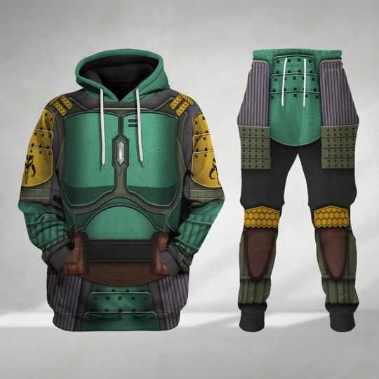 Boba Fet Samurai Costume Hoodie, Mandalorian Cosplay, Boba Fett Jogger, Star Wars Costume Shirt, Star Wars Outfits, Boba Fet Sweatshirt