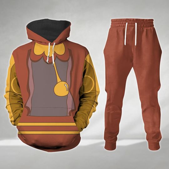 Cogsworth Costume Hoodie, Beauty And The Beast Cosplay Costume Shirt, Cogsworth Clock Jogger, Mens Disney Costume, Streetwear Pants