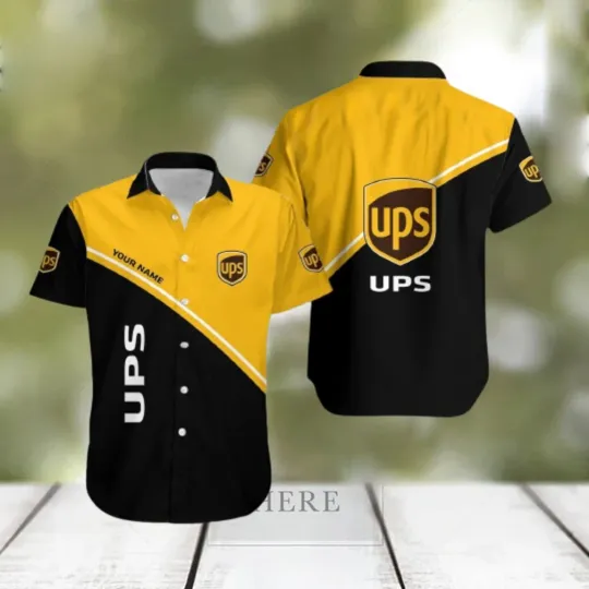 Personalized Name Hawaiian Shirt Postal Service Black Yellow