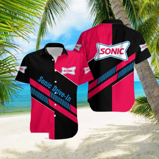 Sonic Drive-In Aloha Hawaiian Beach Shirt for Summer Tropical Men