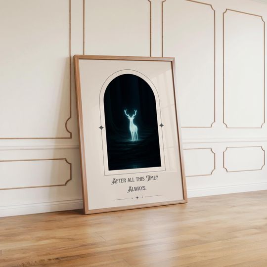 Harry Potter Patronus stag digital poster featuring the After all this time