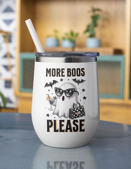 Halloween Insulated Wine Tumbler, Fall Wine cup, Halloween Ghost stainless steel Cup