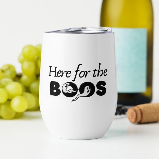 Here for the Boos Halloween Tumbler, The Spooky Ghosts Wine Glass for Halloween Parties